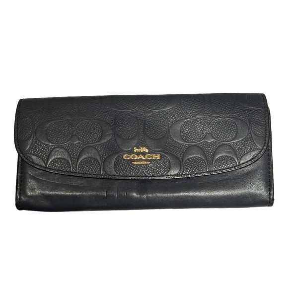 Coach Gray Leather Slim Flap Wallet - Picture 1 of 8